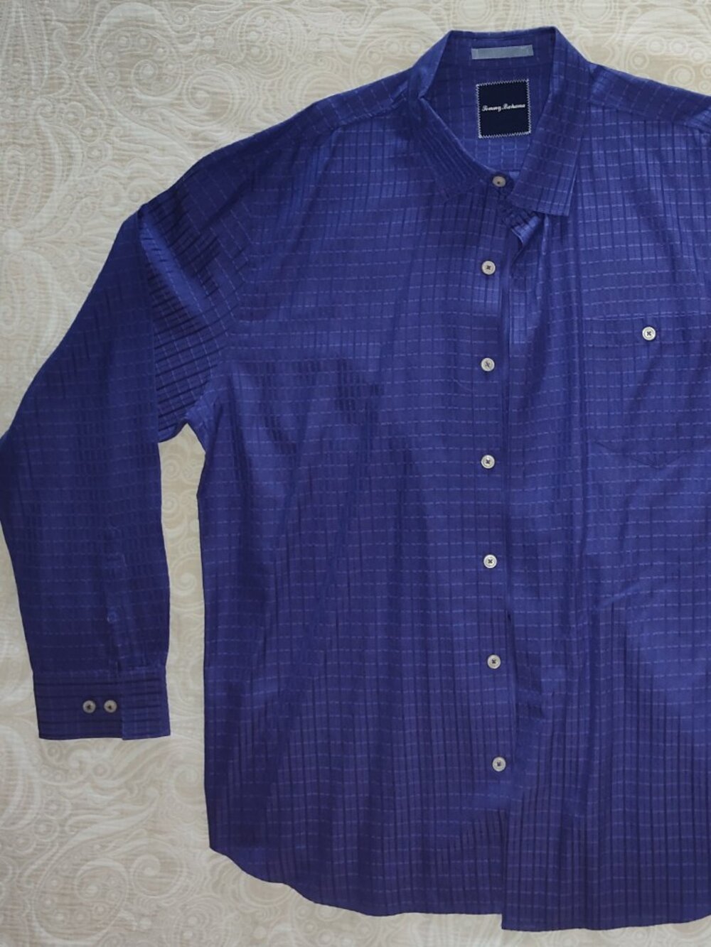 Tommy Bahama - Men's Dress Shirt Blue Silk-Cotton Blend